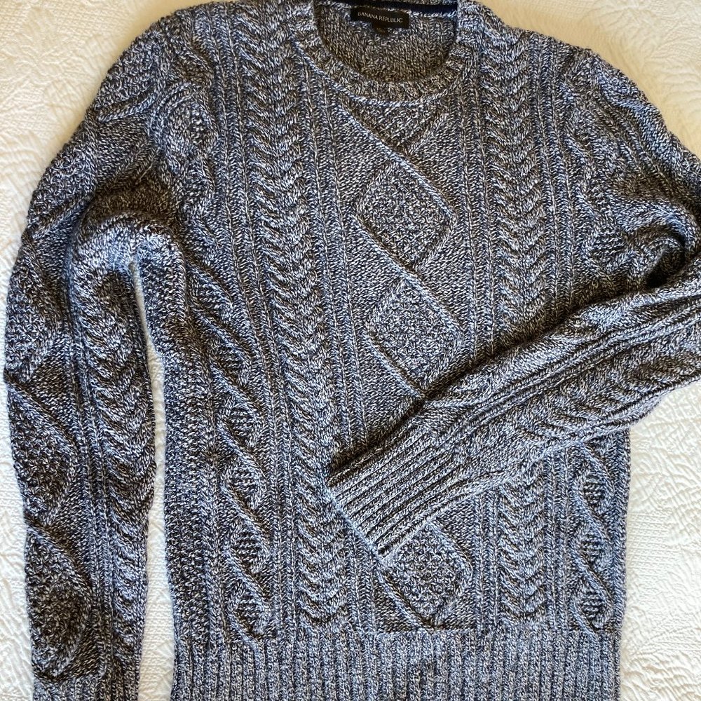 Banana Republic Size M Mens Gray/Ivory Sweater